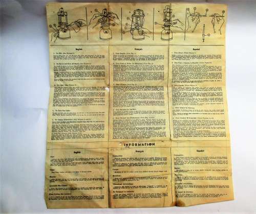 ORIGINAL COLEMAN 241B/G DIRECTIONS LAEFLET