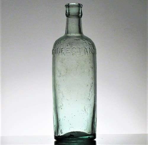 ANTIQUE SANITAS DISINFECTANT BOTTLE WITH APLIEDLIP