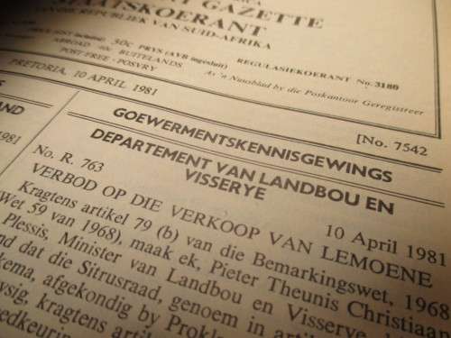 GOVERMENT GAZETTE APR 1981