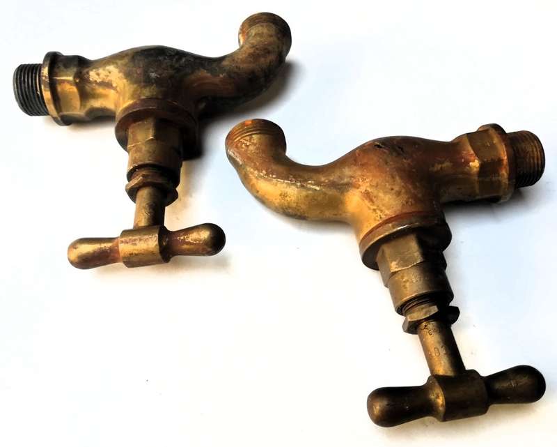 LARGE VINTAGE BRASS TAPS