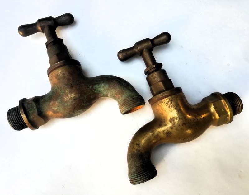 LARGE VINTAGE BRASS TAPS