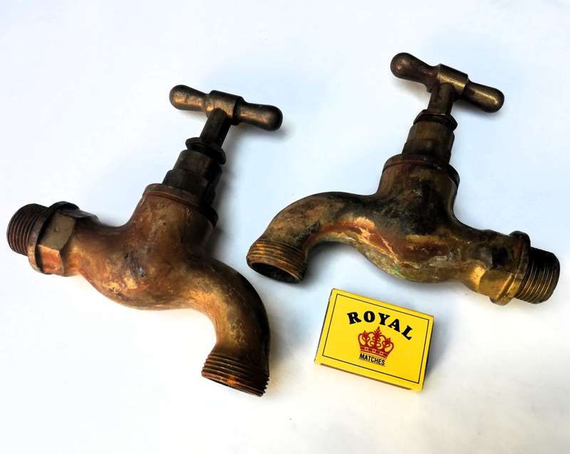 LARGE VINTAGE BRASS TAPS