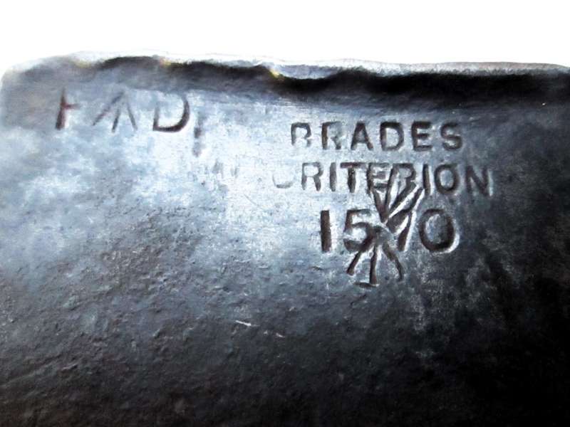 BRADES AXE HEAD with MILITARY BROAD ARROW MARKINGS