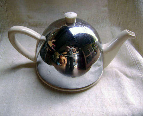 Chrome Doily Tea Pot