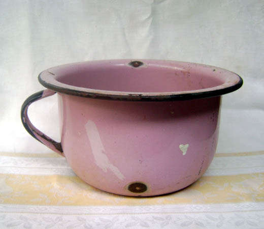 Large Pink Enamel Chamber Pot