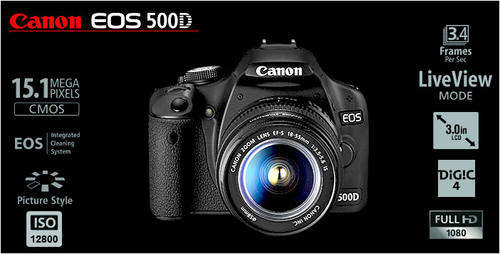 Canon EOS 500D Digital SLR Camera (incl. EF-S 18-55 mm IS Lens Kit)