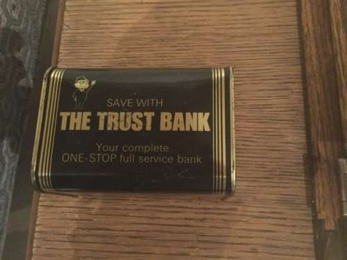 Vintage  "The Trust Bank Money box/Savings tin"