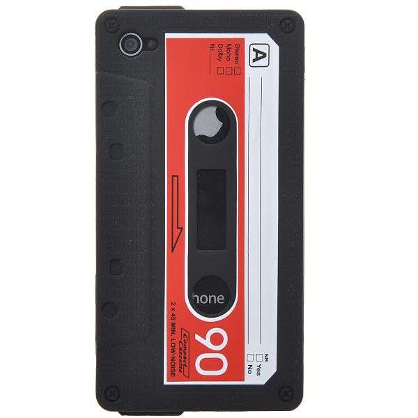 Classic Cassette Tape Silicone Case for iPhone 4 (Black)