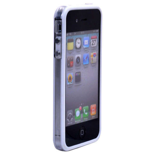 TPU Bumper Case for Apple iPhone 4/ iPhone 4S (White/Clear)