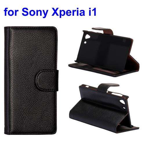 Wallet Stand Case For Sony Xperia Z1 L39h (Black) + FREE SCREEN GUARD