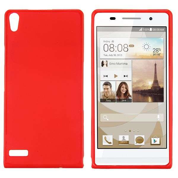 TPU Gel Case With Frosted Back for Huawei Ascend P6 (Red)
