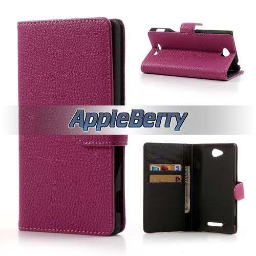 Wallet Stand Case For Sony Xperia C S39h/C2305 (Pink) + FREE SCREEN GUARD