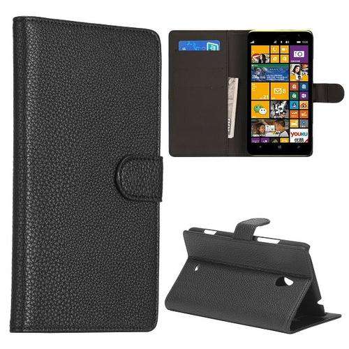Wallet Stand Case For Nokia Lumia 1320 (Black) + FREE SCREEN GUARD