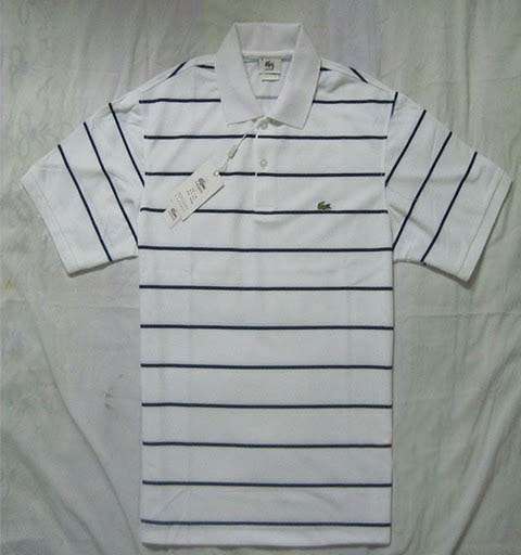 STRIPED LACOSTE POLO (SIZE 5 LARGE WHITE)