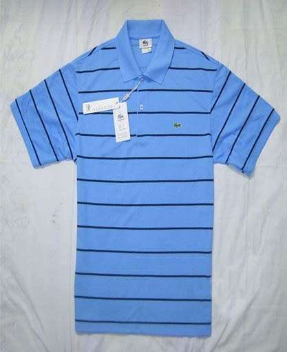 STRIPED LACOSTE POLO (SIZE 5 LARGE BLUE)