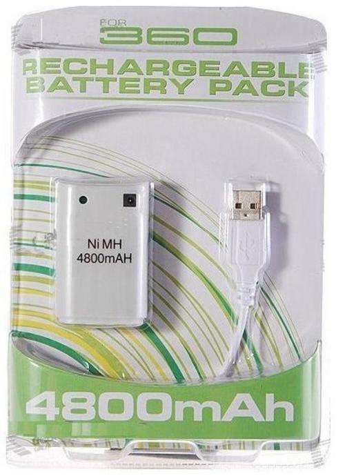 (Priced To Go) 4800 mAh Rechargeable Battery Pack for XBOX 360 Controller (White)