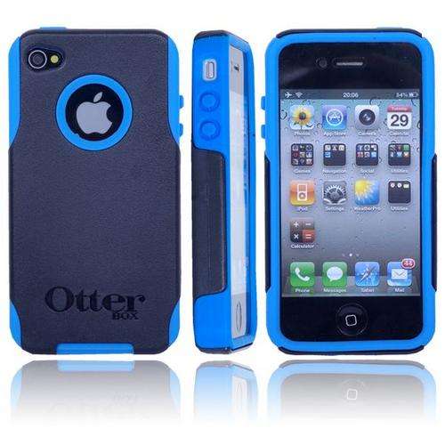 Blue Otter Box Defender Hard Case for iPhone 4 (Silicone+Plastic)