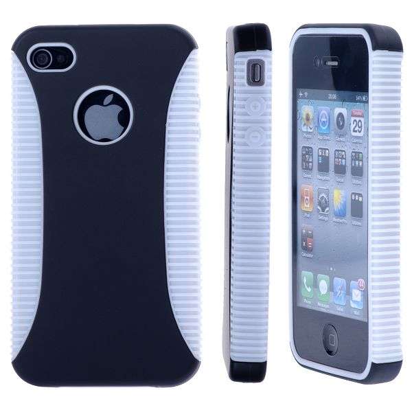 Detachable White TPU and Black Plastic Case for iPhone 4 (White / Black)