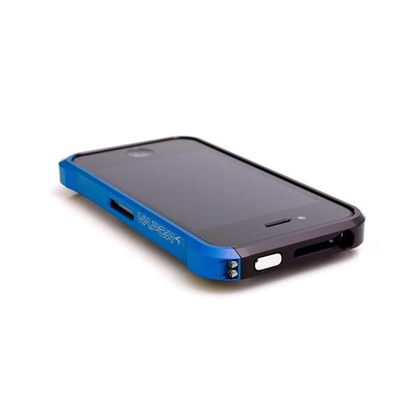 VAPOR Element Aluminum Bumper for iPhone 4 with a Carbon Fiber Backplate (Black/Blue)