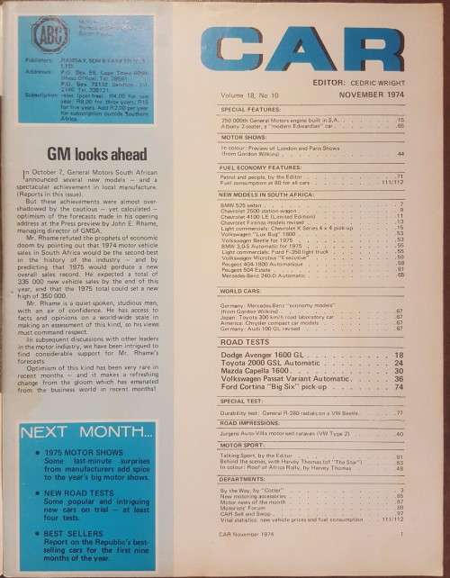 CAR Magazine November 1974