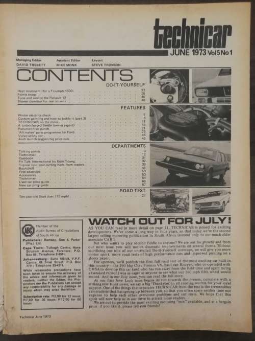 Technicar magazine June 1973 VINTAGE