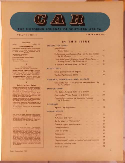 CAR Magazine September 1961