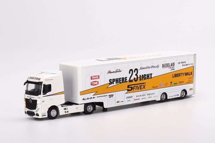 Mini GT Mercedes-Benz Actros with LB Racing Transporter (including car)