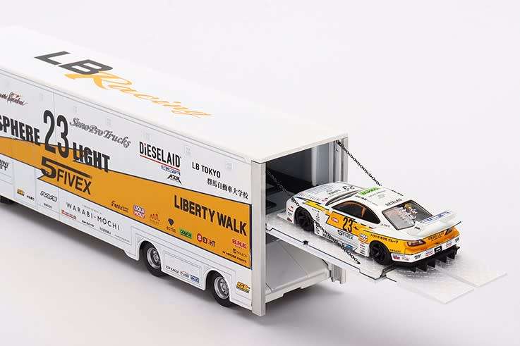 Mini GT Mercedes-Benz Actros with LB Racing Transporter (including car)