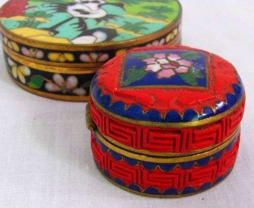 2 Stunning Cloisonne Containers! Hand Painted!