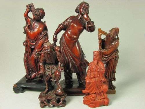 Five Beautiful Wooden Oriental Figurines!