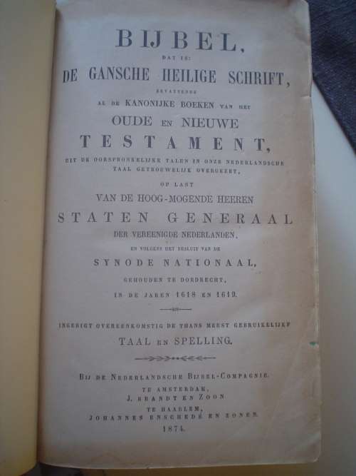 1874 Staten Generaal Bijbel in mooi toestand