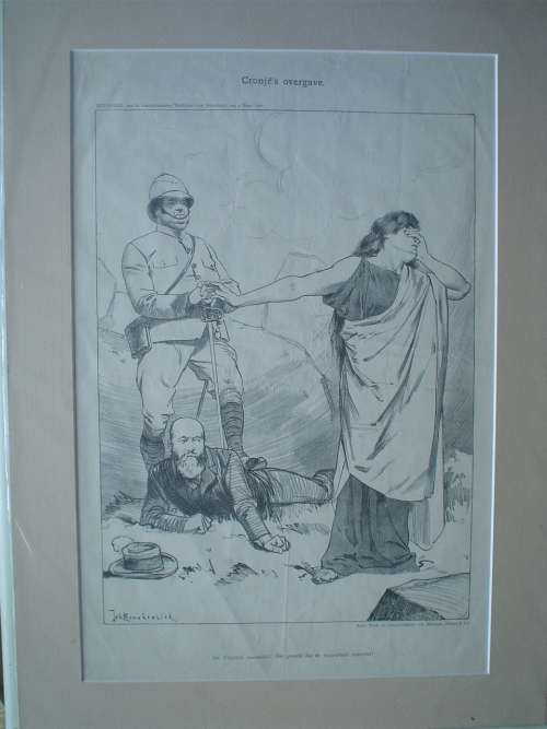 Anglo-Boer War / Anglo-Boereoorlog cartoon Cronje's overgave