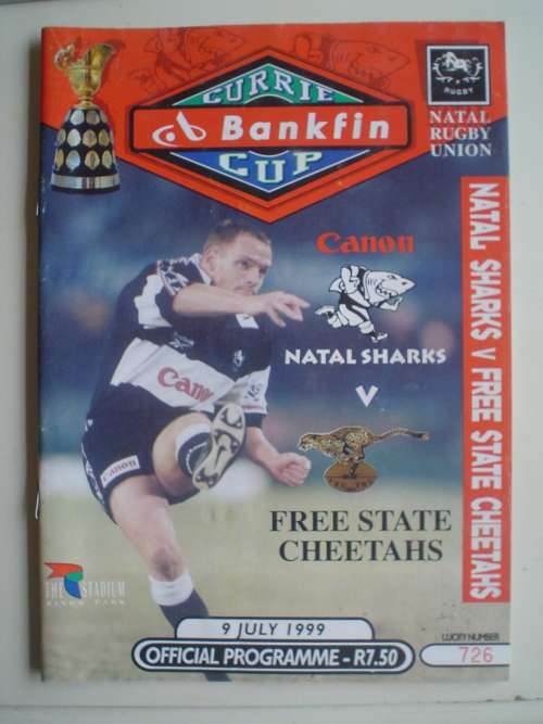 Sharks v Cheetahs 9 July 1999 rugby program