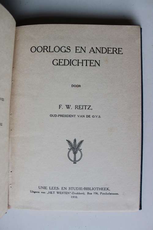 Oorlogs en andere Gedichten - F W Reitz