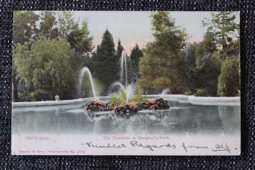 Postcard post card - Fountain in Burgher`s Park Pretoria