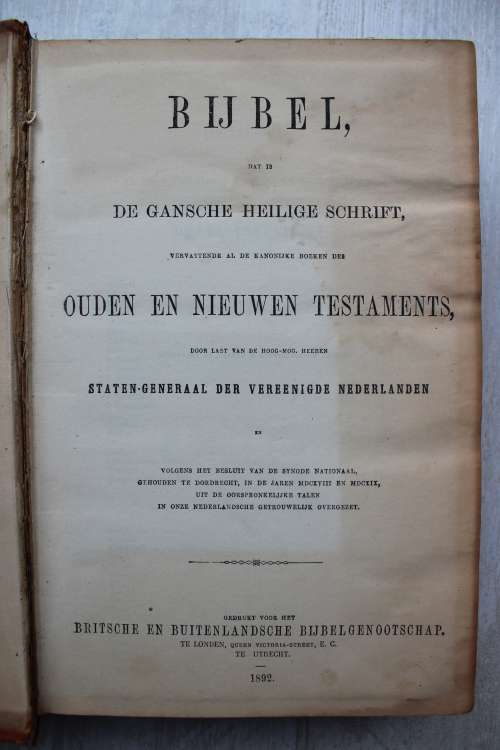 1892 Bijbel Staten-Generaal Bybel