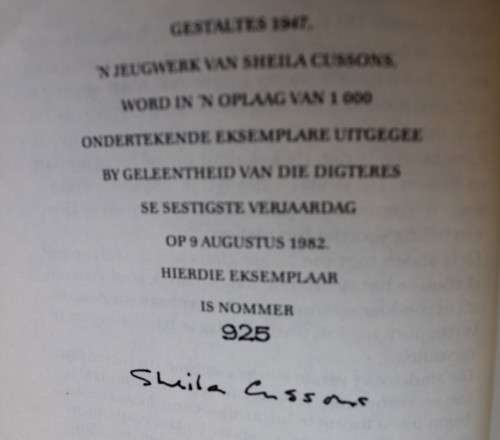 GETEKEN: Gestaltes 1947 - Sheila Cussons