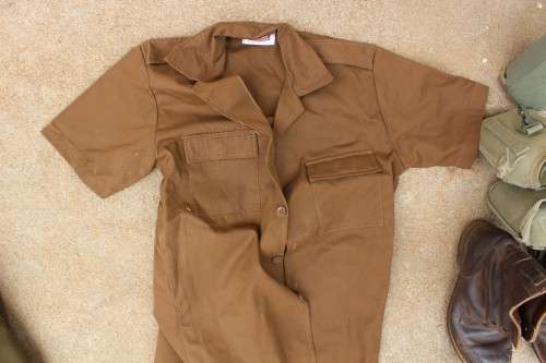 SADF army military boots, uniform, dixie, water bottles etc