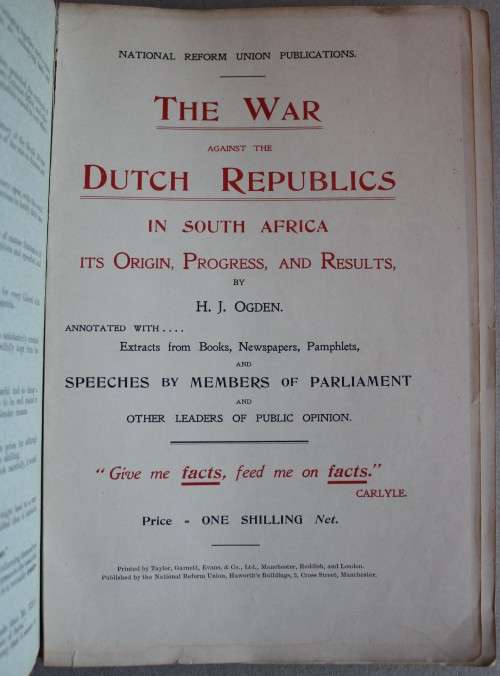 Ogden (H.J.) THE WAR AGAINST THE DUTCH REPUBLICS IN SOUTH AFRICA