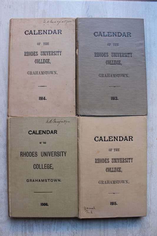 Calendar of the Rhodes University College Grahamstown x 8 editions
