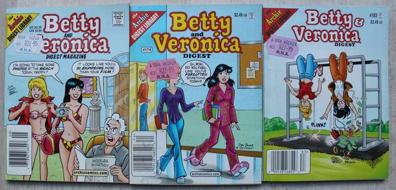 Archie Digest Magazine Comics x 3 Betty and Veronica