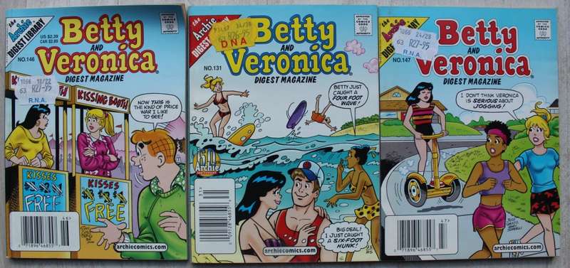 Archie Digest Magazine Comics x 3 Betty and Veronica