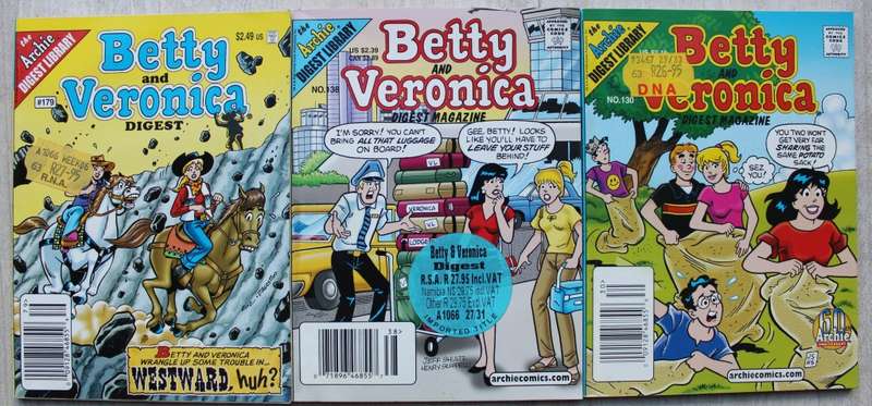 Archie Digest Magazine Comics x 3 Betty and Veronica