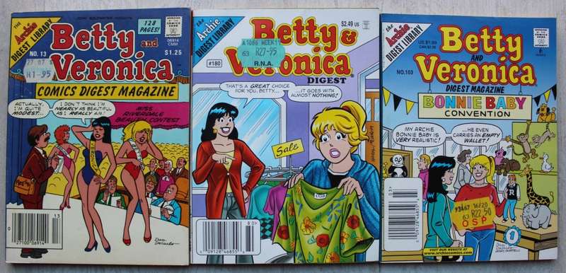 Archie Digest Magazine Comics x 3 Betty and Veronica