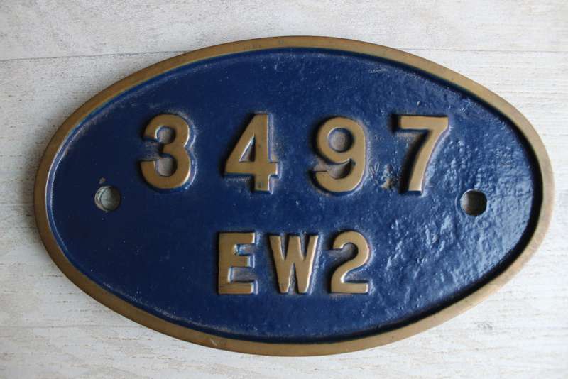 Brass Number Plate Train Locomotive 3497 EW2