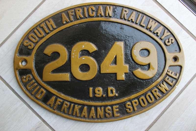 South African Railways Brass Number Plate 2649 10.D. Replica Suid-Afrikaanse Spoorwee