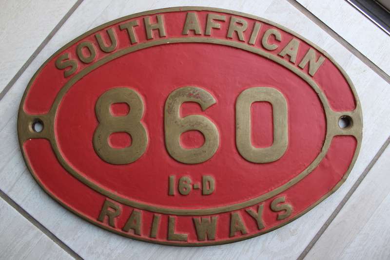 South African Railways Brass Number Plate 860 16.D. Replica