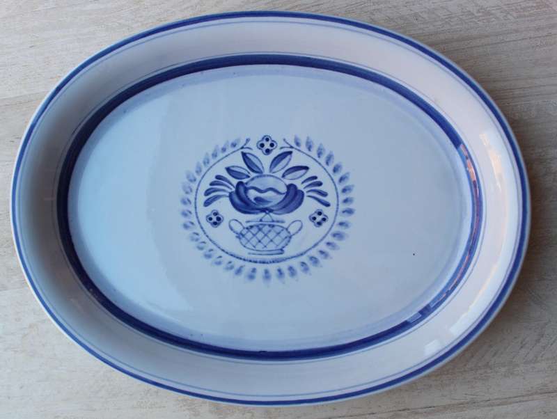 Blue Rose Arabia handpainted made in Finland meat plate platter