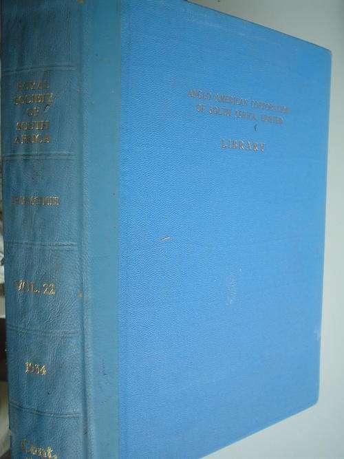 Transactions of the Royal Society of South Africa volume 22 of 1934