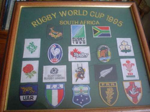 Rugby World Cup 1995 framed badges